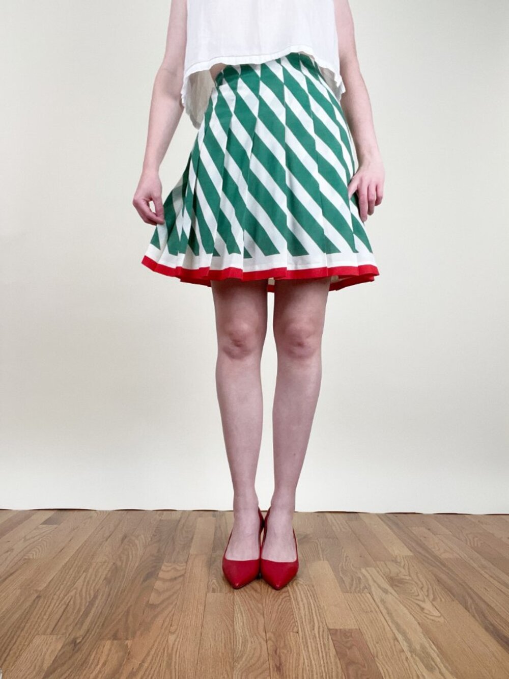 Vintage 70s Mod Pleated Mini Skirt Flare High Rise Preppy Funky 1970s Handmade - Picture 6 of 9